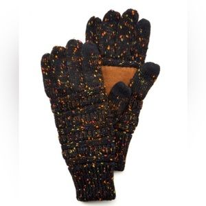 Black Marled Knit Gloves